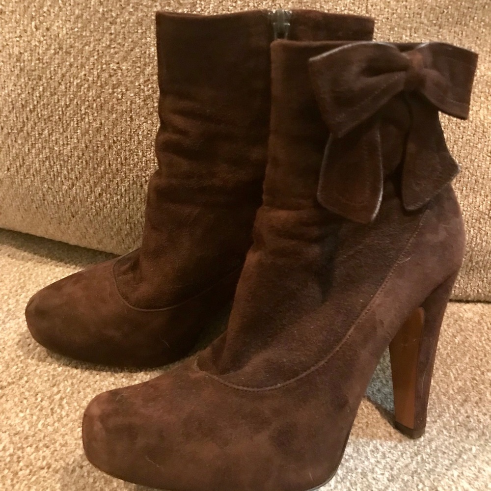 Coach brown suede ankle boots with bow trim 9.5 - Picture 3 of 5